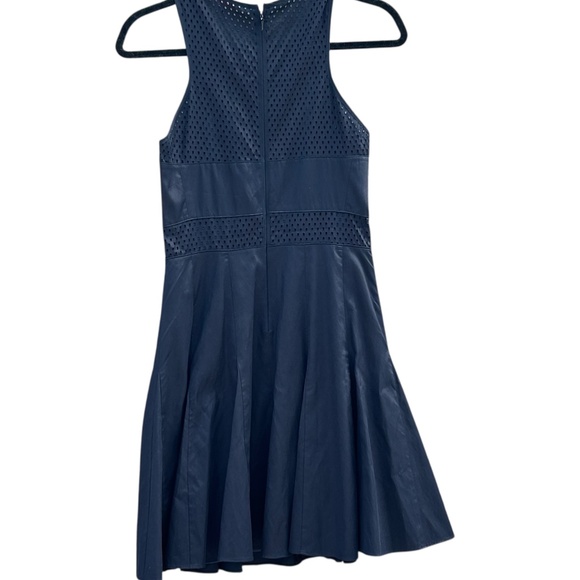 Rebecca Taylor Laser Cut Fit & Flare Navy Blue Dress - Picture 3 of 7